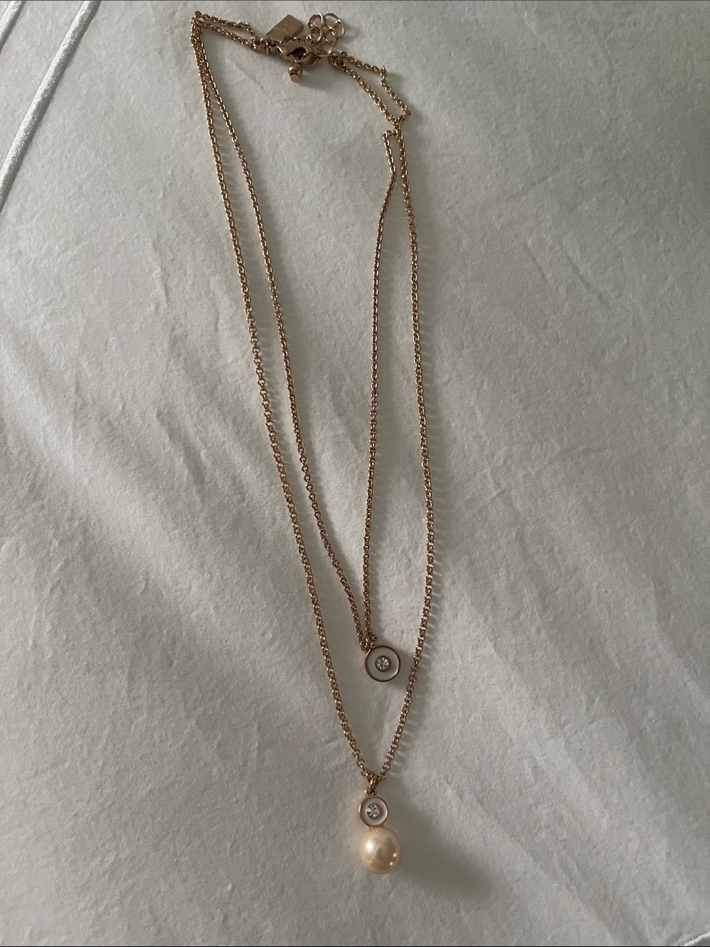 kate spade rose gold double-layer pearl pendant necklace